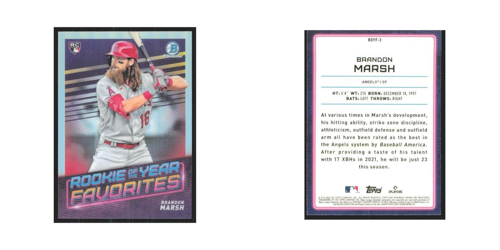 2022 Bowman Chrome Brandon Marsh RC Angels #ROYF-3