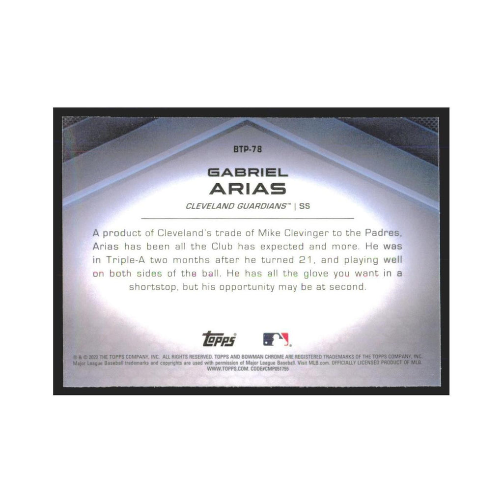 2022 Bowman Chrome Gabriel Arias Guardians #BTP-78