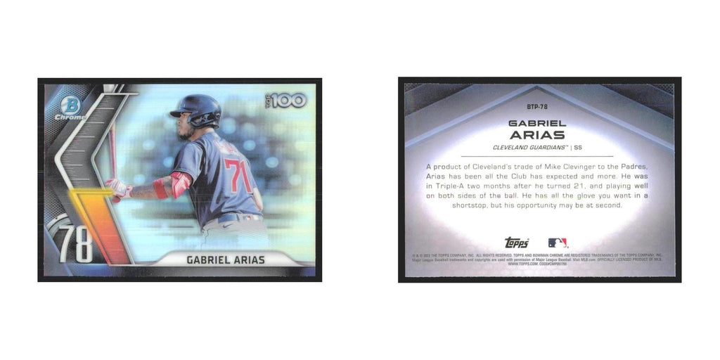 2022 Bowman Chrome Gabriel Arias Guardians #BTP-78