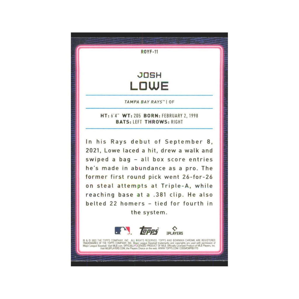 2022 Bowman Chrome Josh Lowe RC Rays #ROYF-11