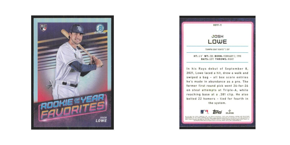 2022 Bowman Chrome Josh Lowe RC Rays #ROYF-11