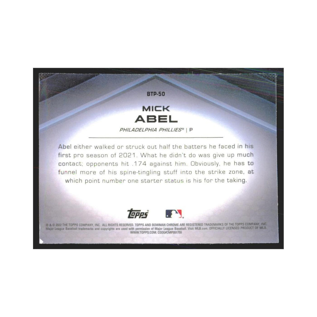 2022 Bowman Chrome Mick Abel Phillies #BTP-50
