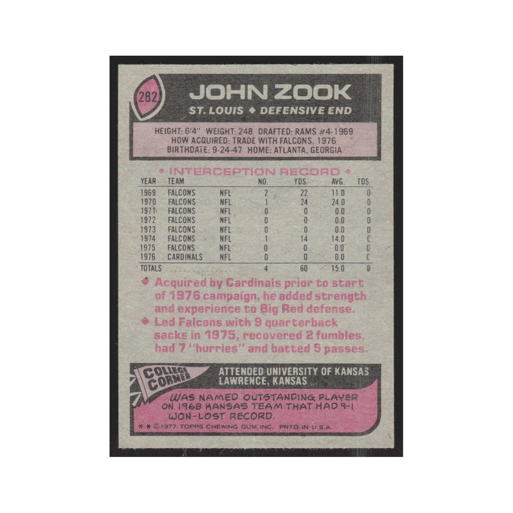 1977 Topps John Zook Cardinals #282