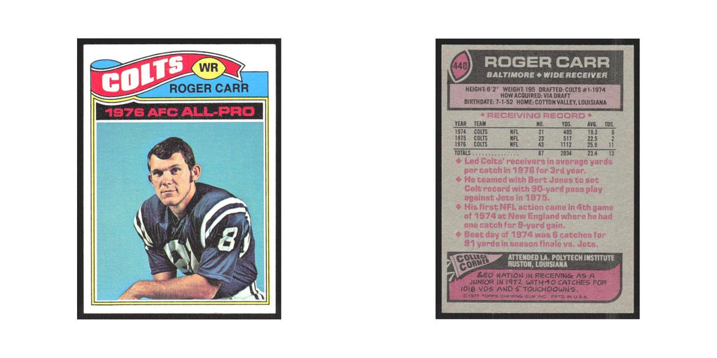 1977 Topps Roger Carr Baltimore Colts #440