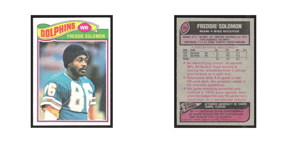 1977 Topps Freddie Solomon Dolphins #54