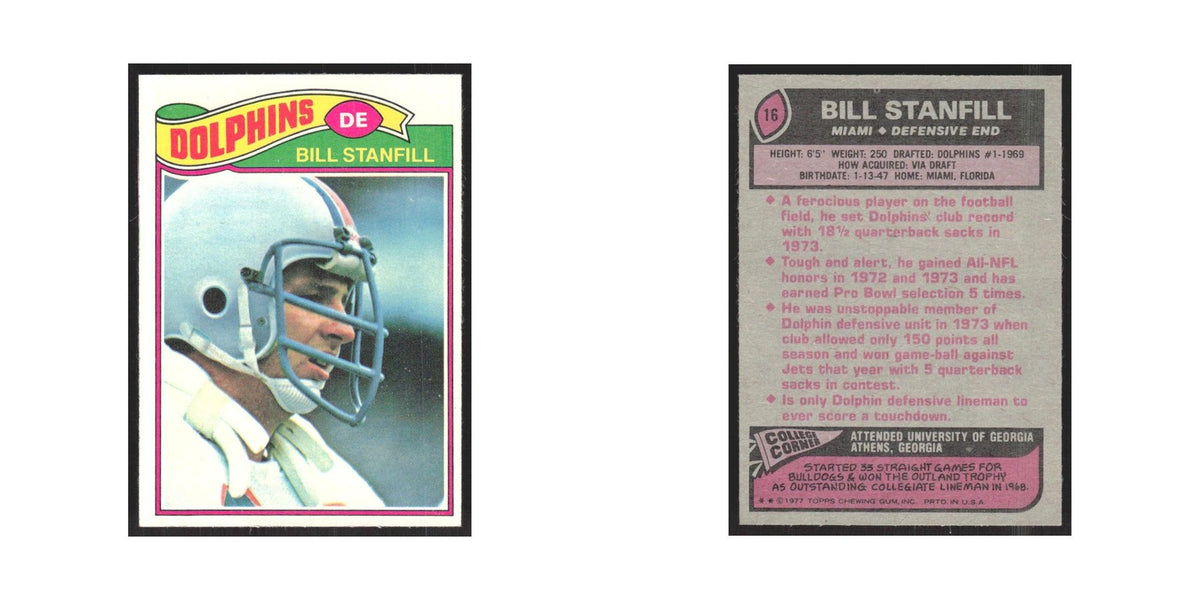 1977 Topps Bill Stanfill Dolphins #16