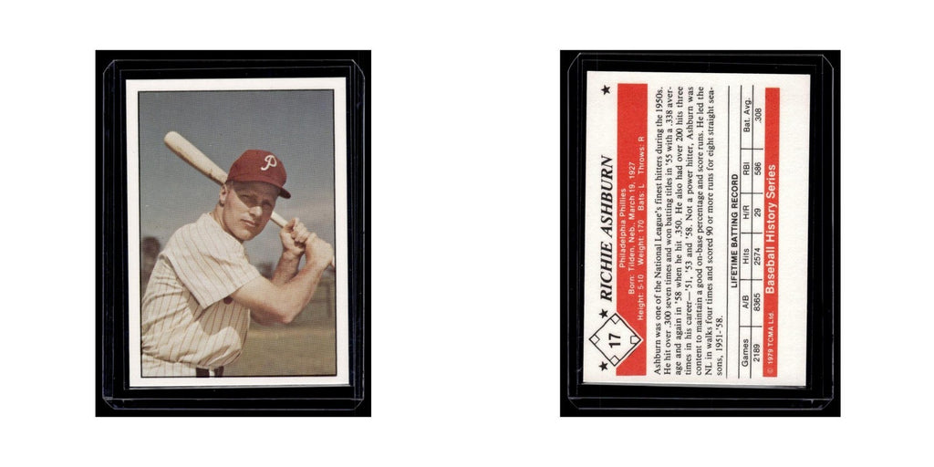 Richie Ashburn 1979 TCMA 50's #17 Philadelphia Phillies Baseball Card NM