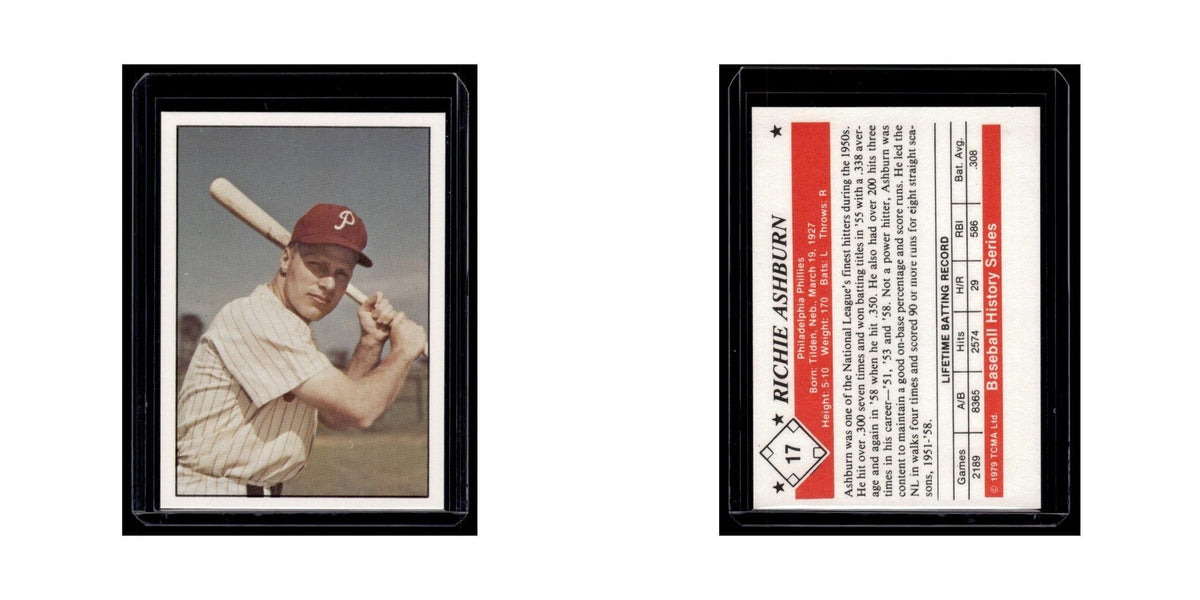 Richie Ashburn 1979 TCMA 50's #17 Philadelphia Phillies Baseball Card NM