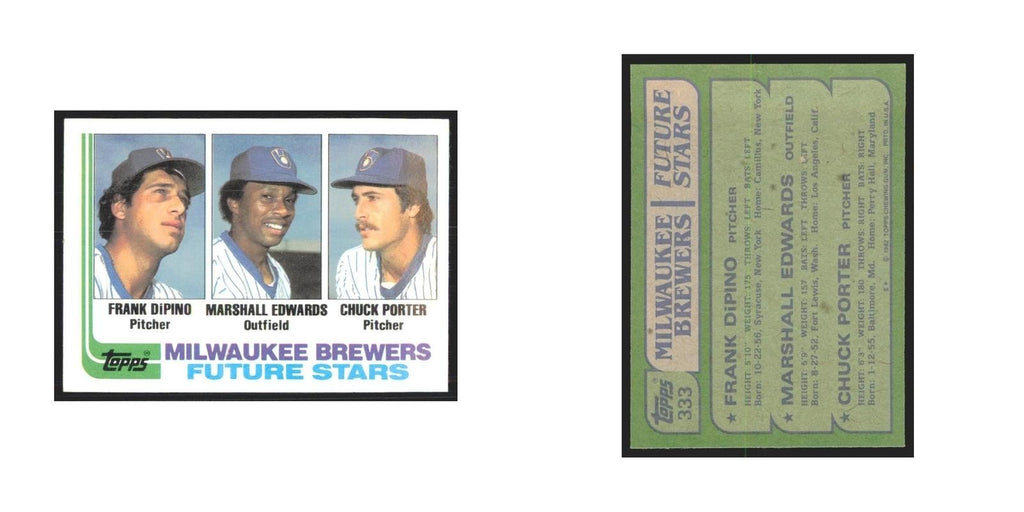 1982 Topps Frank DiPino/Marshall Edwards/Chuck Porter Brewers #333