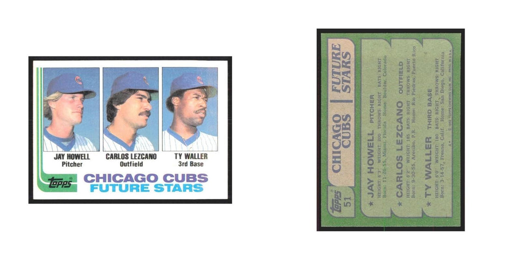 1982 Topps Jay Howell/Carlos Lezcano/Ty Waller Cubs #51
