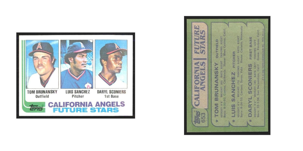 1982 Topps Tom Brunansky/Luis Sanchez/Daryl Sconiers Angels #653