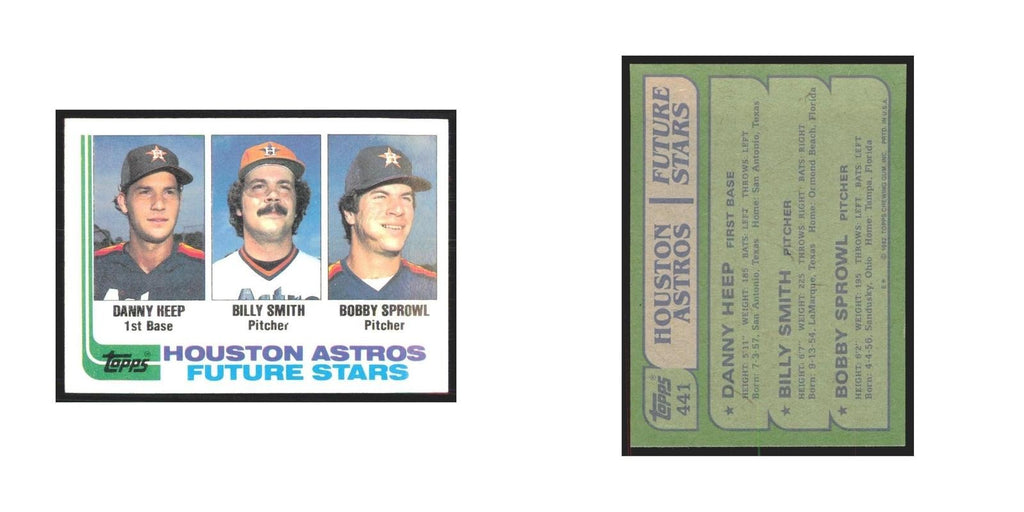 1982 Topps Danny Heep/Billy Smith/Bobby Sprowl Astros #441