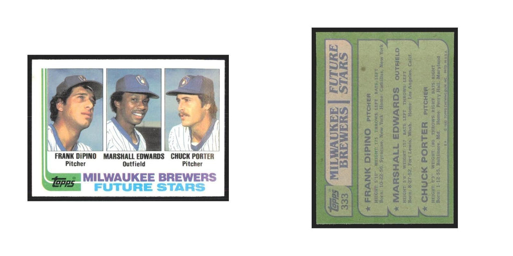 1982 Topps Frank DiPino/Marshall Edwards/Chuck Porter Brewers #333