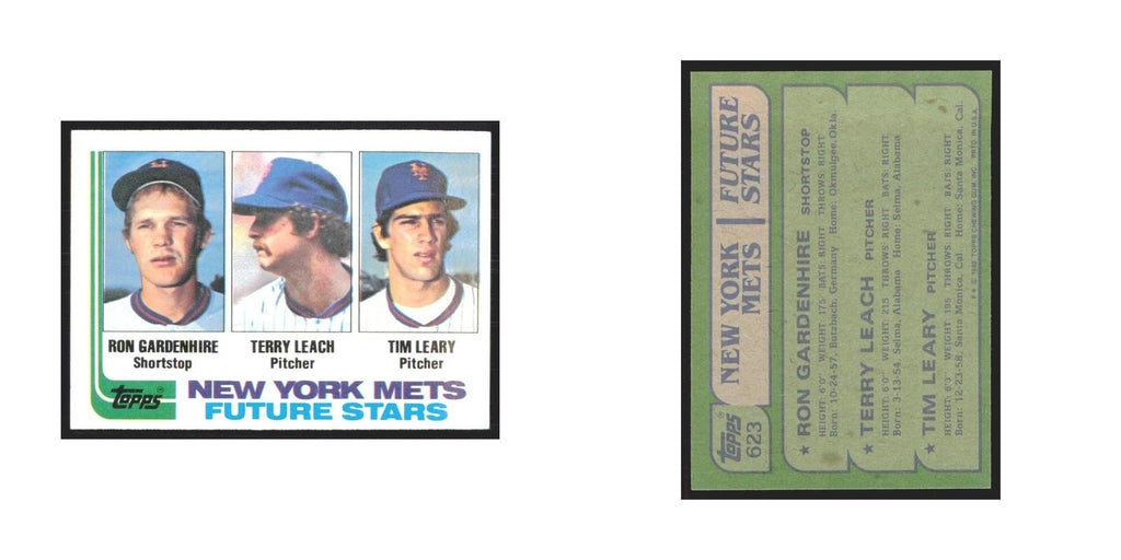 1982 Topps Ron Gardenhire/Terry Leach/Tim Leary Mets #623