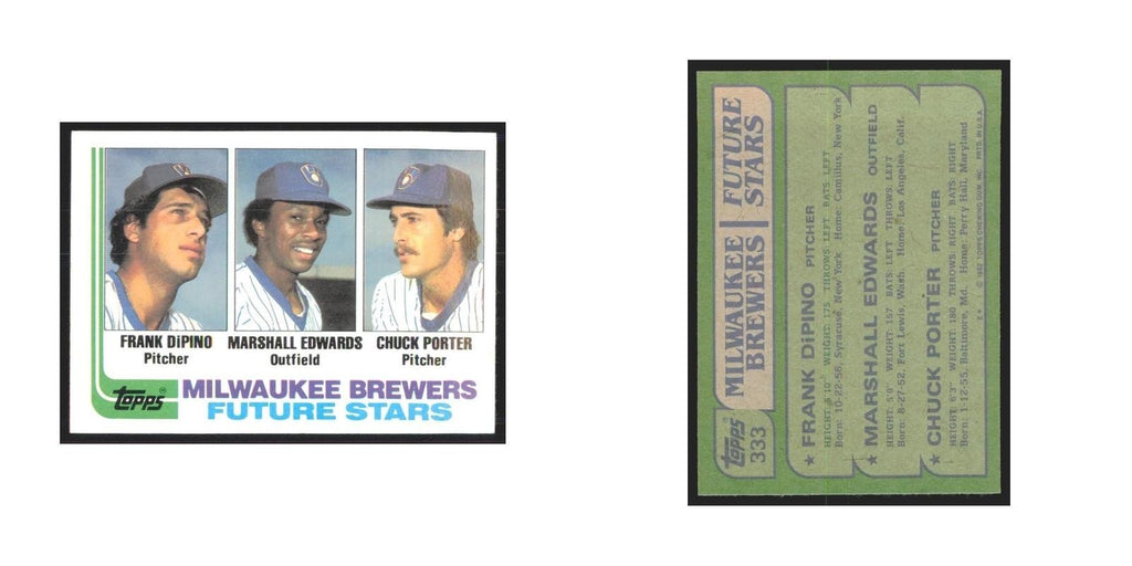 1982 Topps Frank DiPino/Marshall Edwards/Chuck Porter Brewers #333