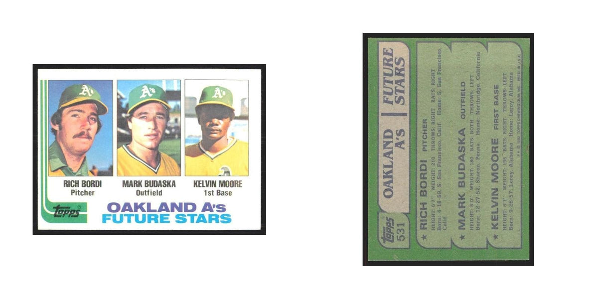 1982 Topps Rich Bordi/Mark Budaska/Kelvin Moore Athletics #531