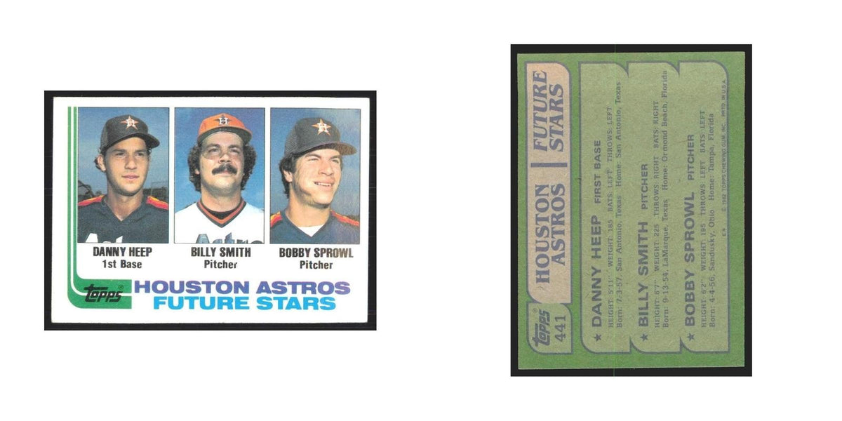 1982 Topps Danny Heep/Billy Smith/Bobby Sprowl Astros #441