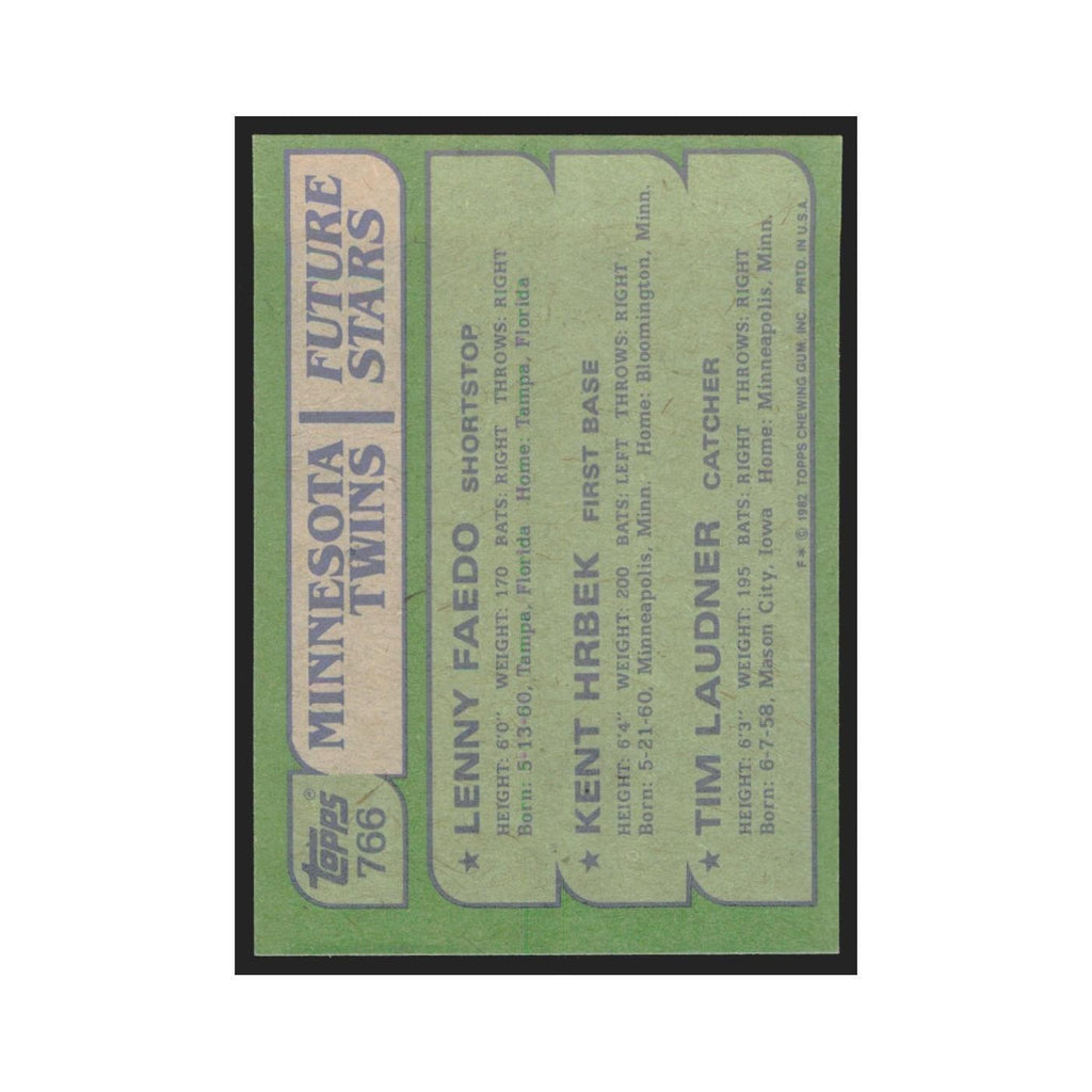 1982 Topps Lenny Faedo/Kent Hrbek/Tim Laudner Twins #766
