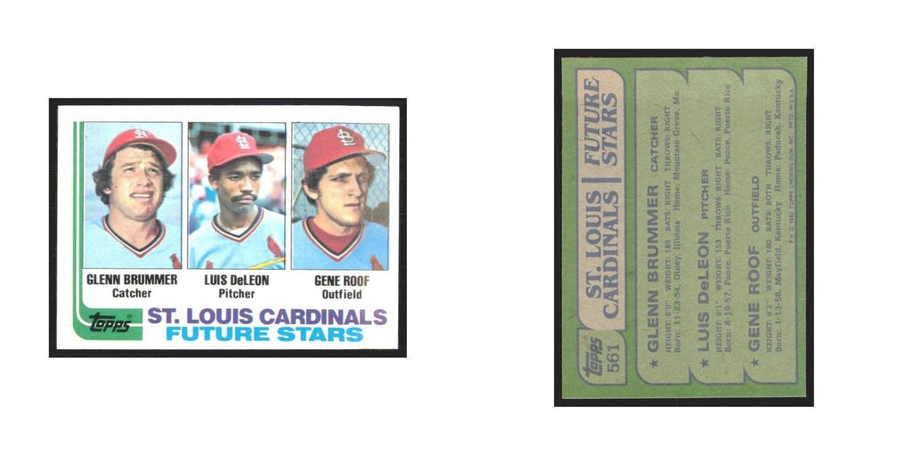 1982 Topps Glenn Brummer/Luis DeLeon/Gene Roof Cardinals #561
