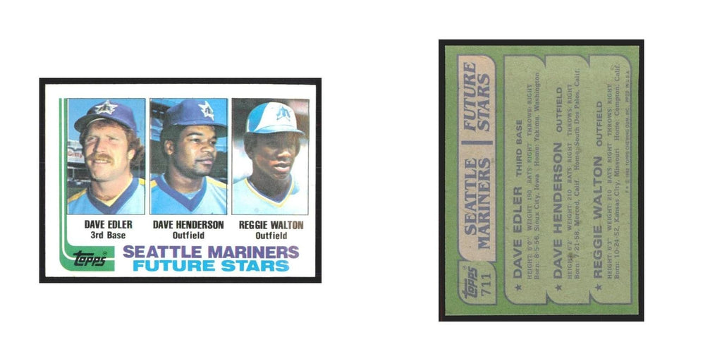 1982 Topps Dave Edler/Dave Henderson/Reggie Walton Mariners #711