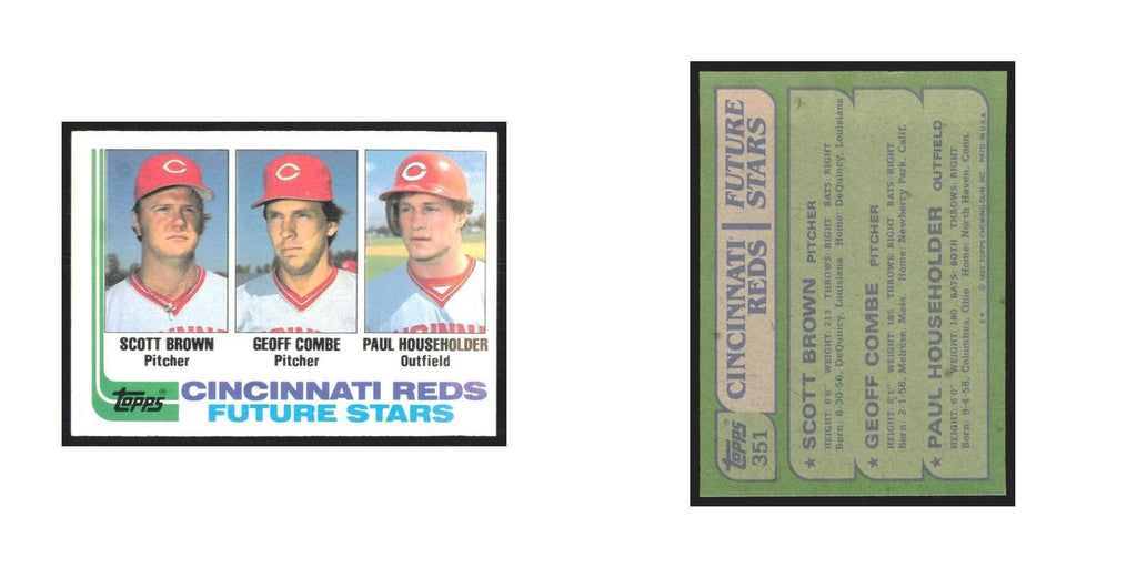 1982 Topps Scott Brown/Geoff Combe/Paul Householder Reds #351
