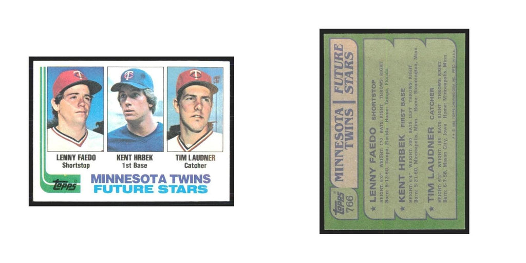 1982 Topps Lenny Faedo/Kent Hrbek/Tim Laudner Twins #766