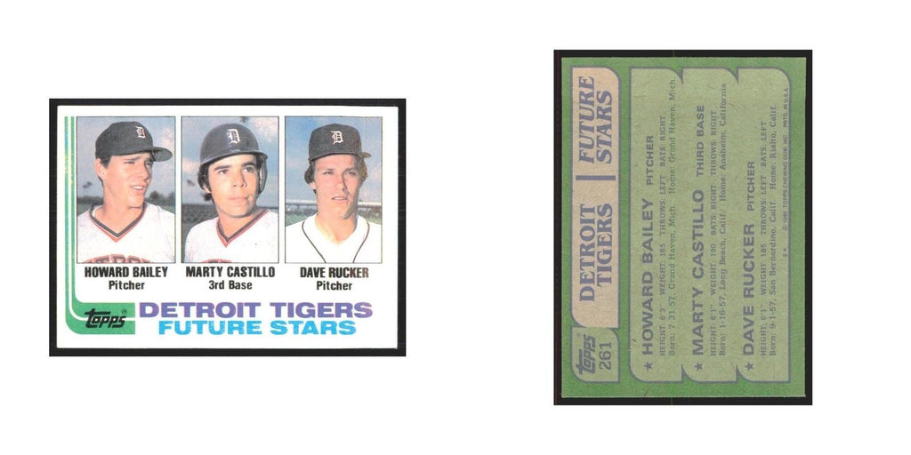 1982 Topps Howard Bailey/Marty Castillo/Dave Rucker Tigers #261