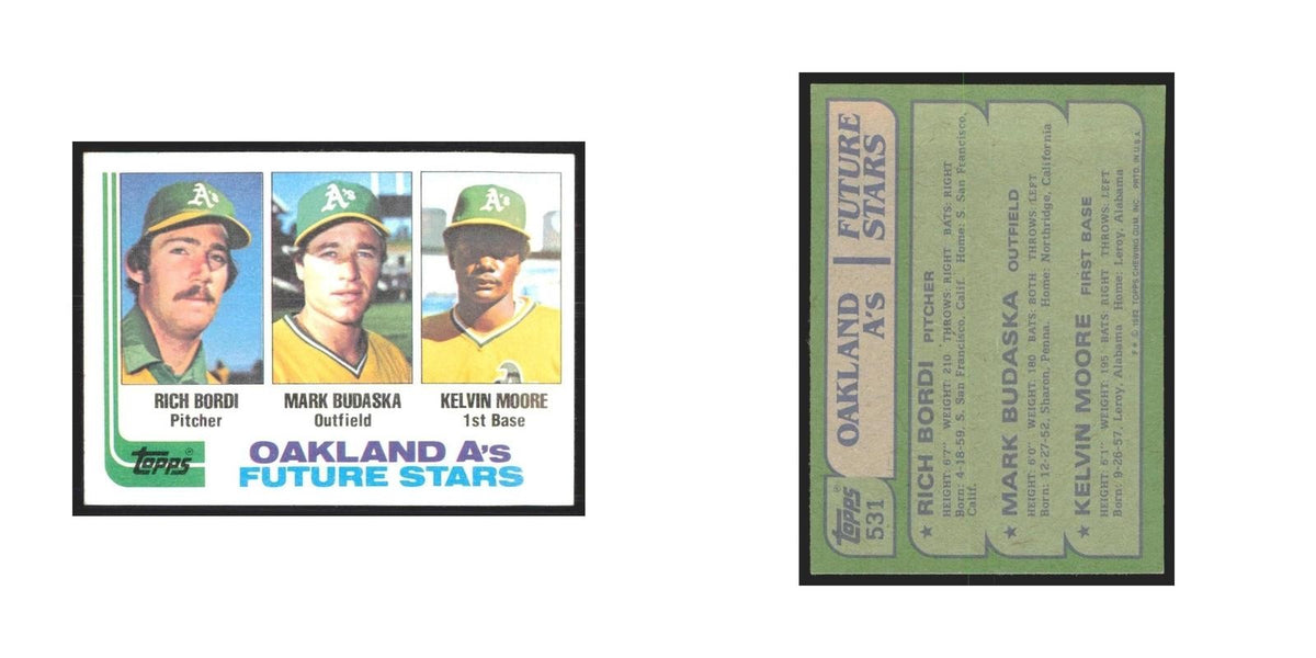 1982 Topps Rich Bordi/Mark Budaska/Kelvin Moore Athletics #531