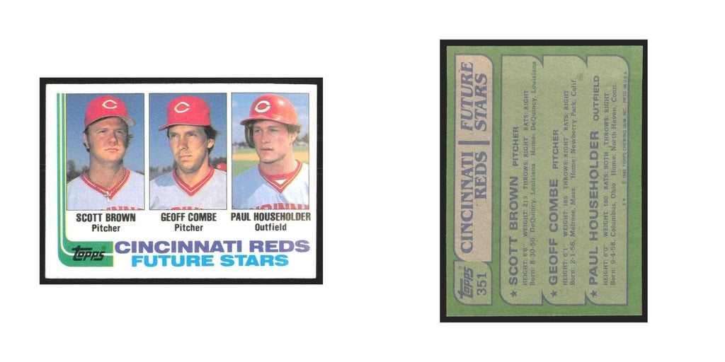 1982 Topps Scott Brown/Geoff Combe/Paul Householder Reds #351
