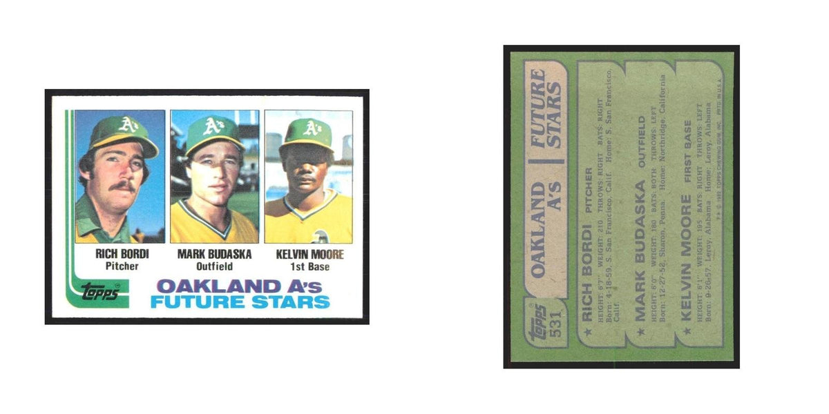 1982 Topps Rich Bordi/Mark Budaska/Kelvin Moore Athletics #531