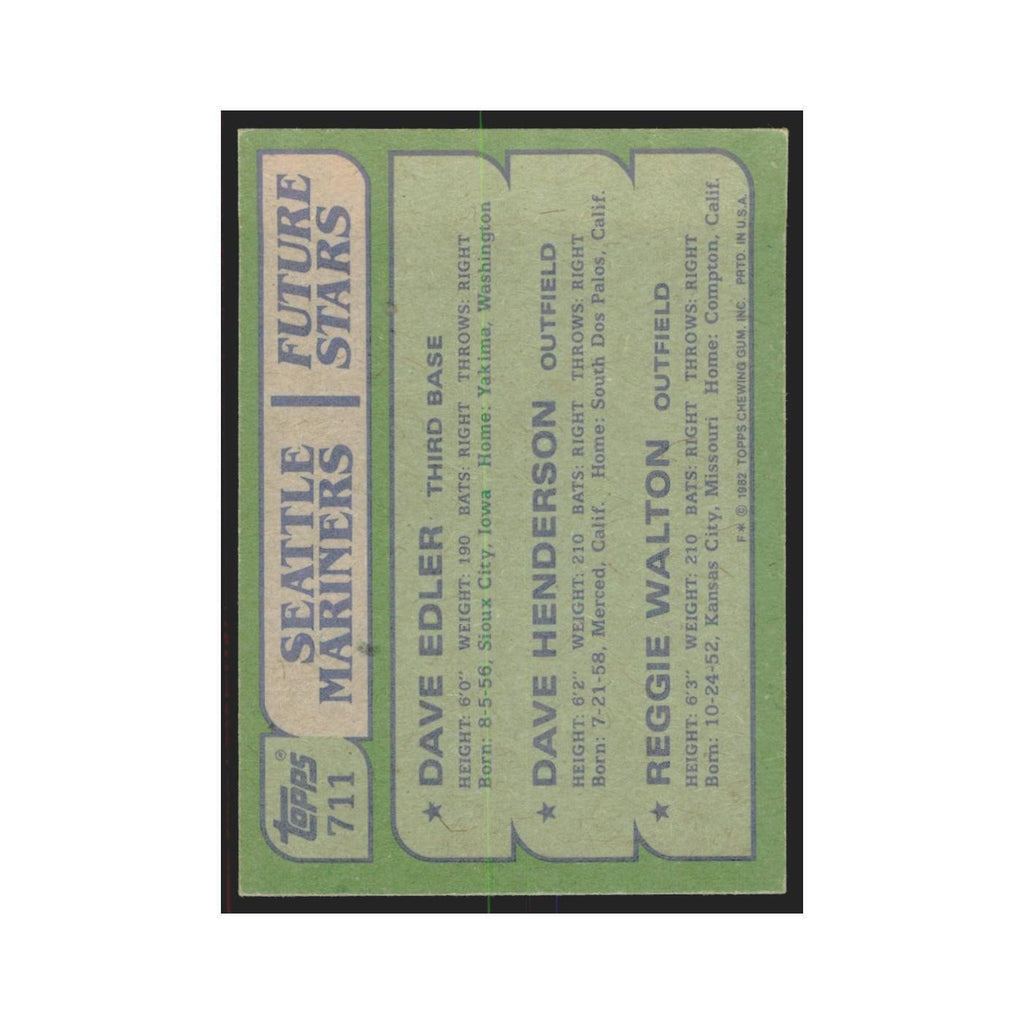 1982 Topps Dave Edler/Dave Henderson/Reggie Walton Mariners #711