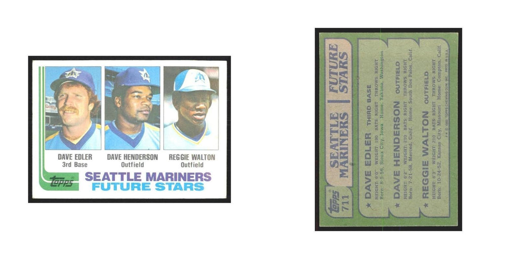 1982 Topps Dave Edler/Dave Henderson/Reggie Walton Mariners #711