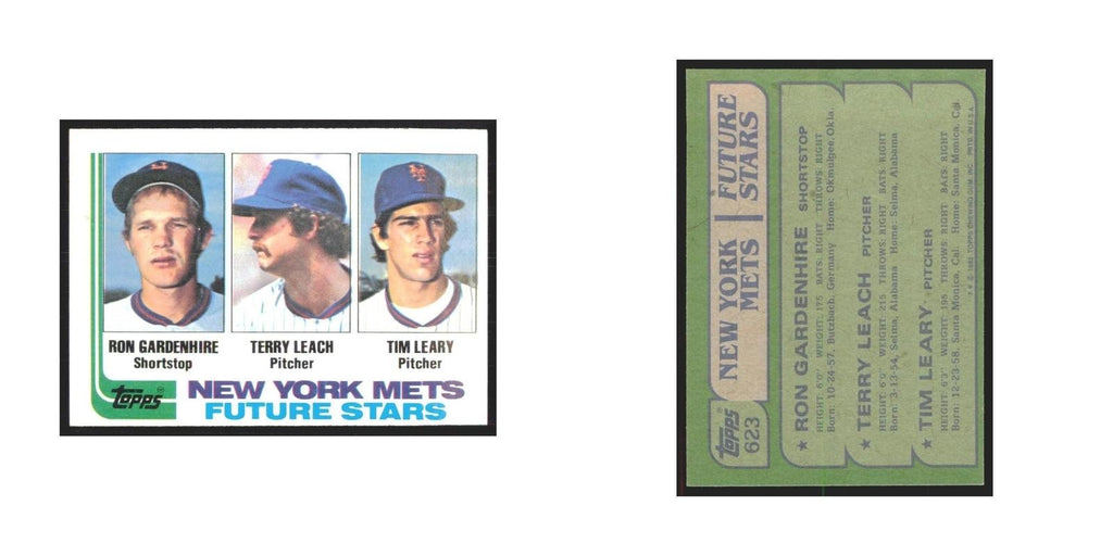 1982 Topps Ron Gardenhire/Terry Leach/Tim Leary Mets #623