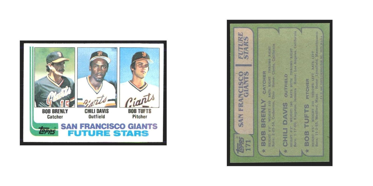 1982 Topps Bob Brenly/Chili Davis/Bob Tufts Giants #171
