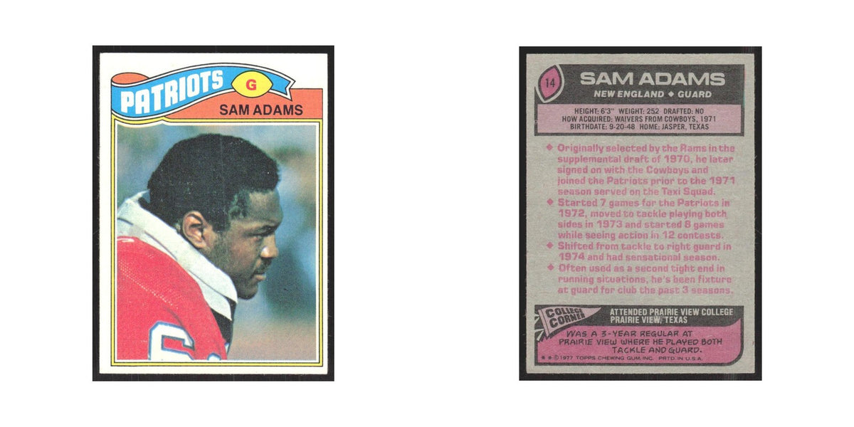 1977 Topps Sam Adams Patriots #14