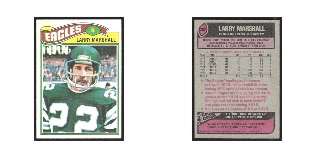 1977 Topps Larry Marshall Eagles #262