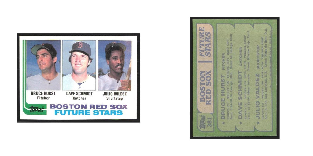1982 Topps Bruce Hurst/Dave Schmidt/Julio Valdez Red Sox #381