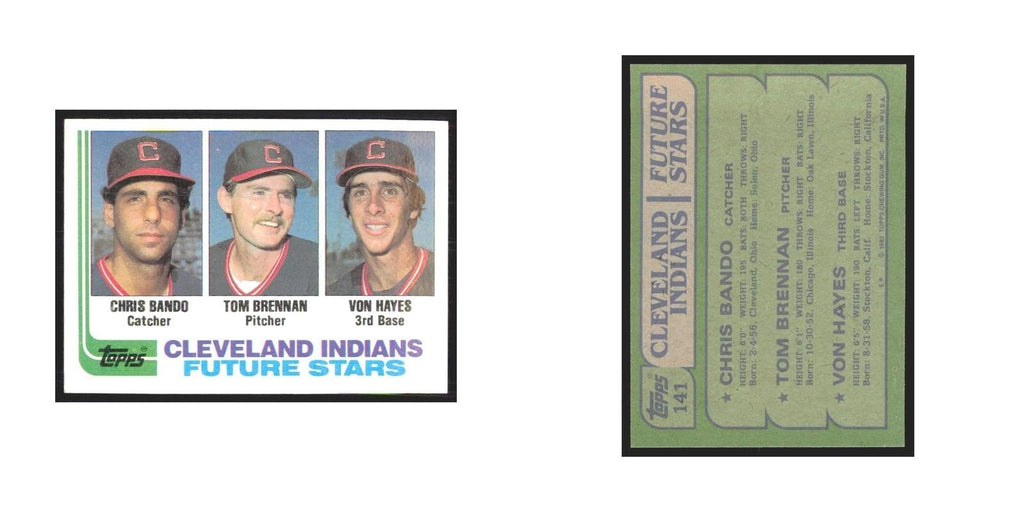 1982 Topps Chris Bando/Tom Brennan/Von Hayes Indians #141