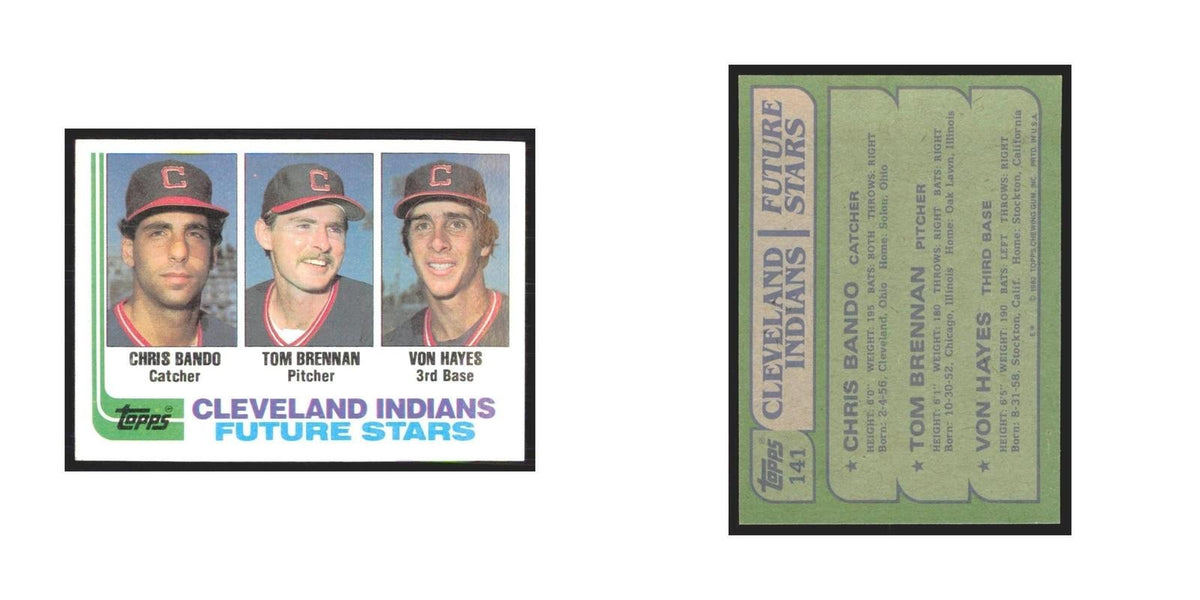 1982 Topps Chris Bando/Tom Brennan/Von Hayes Indians #141
