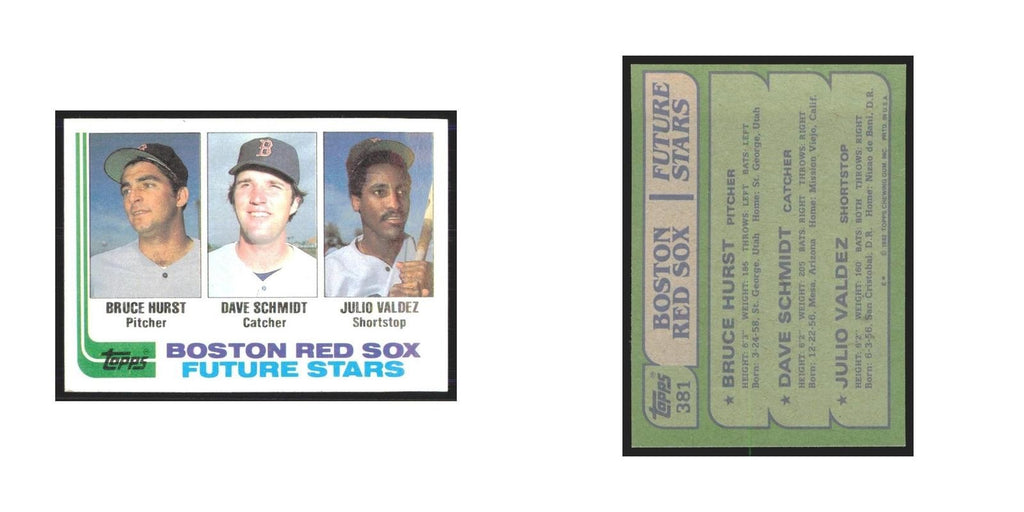 1982 Topps Bruce Hurst/Dave Schmidt/Julio Valdez Red Sox #381