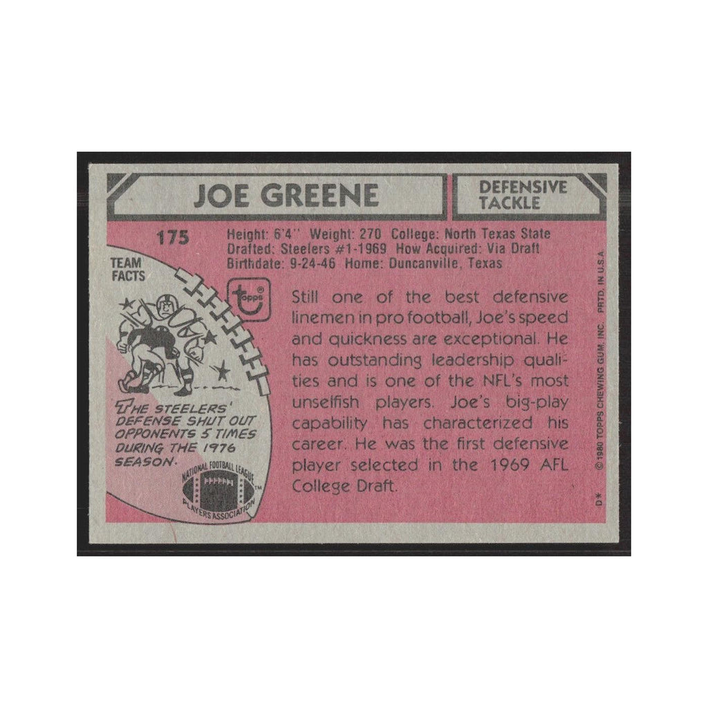 1980 Topps Joe Greene Steelers #175