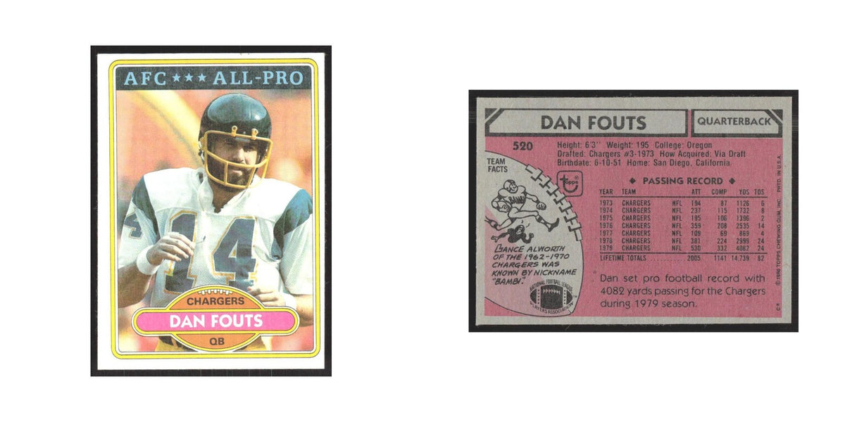 1980 Topps Dan Fouts San Diego Chargers #520