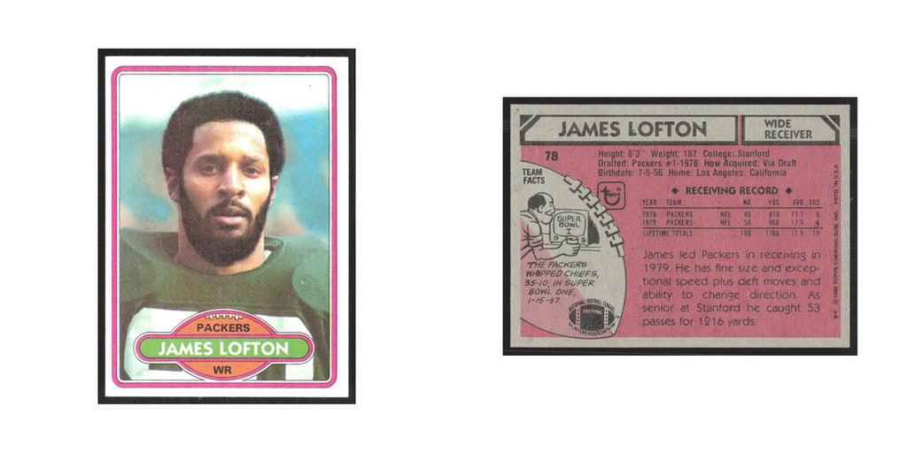 1980 Topps James Lofton Packers #78