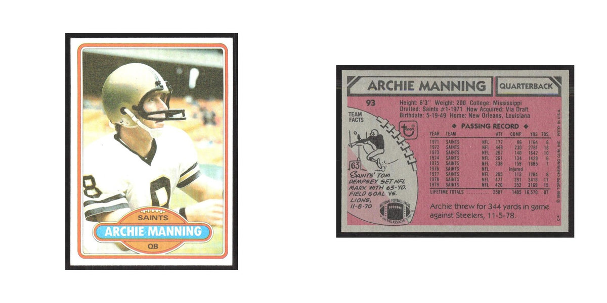 1980 Topps Archie Manning Saints #93