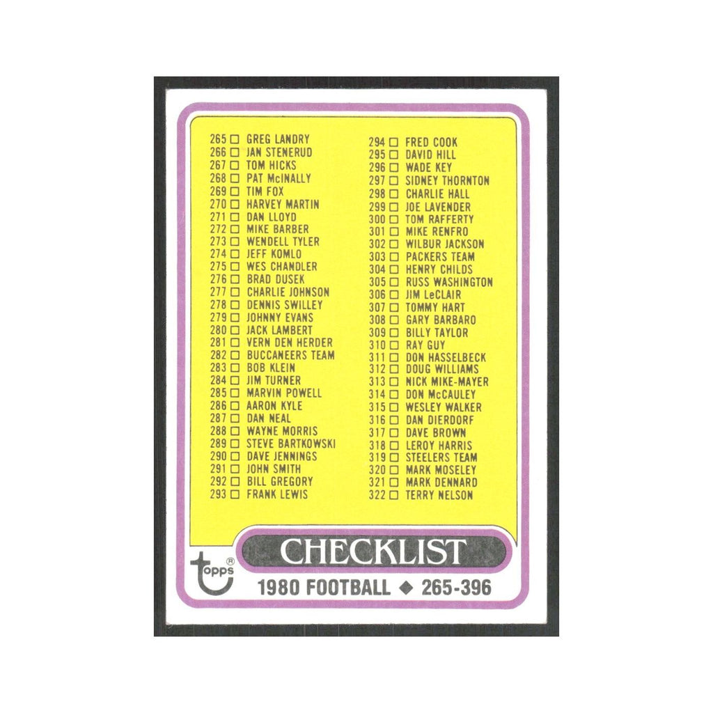 1980 Topps Checklist 265-396 #391