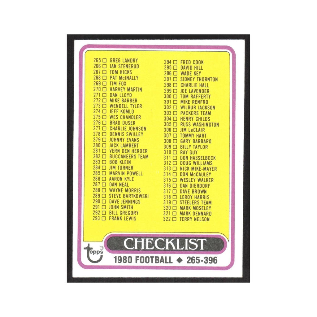 1980 Topps Checklist 265-396 #391