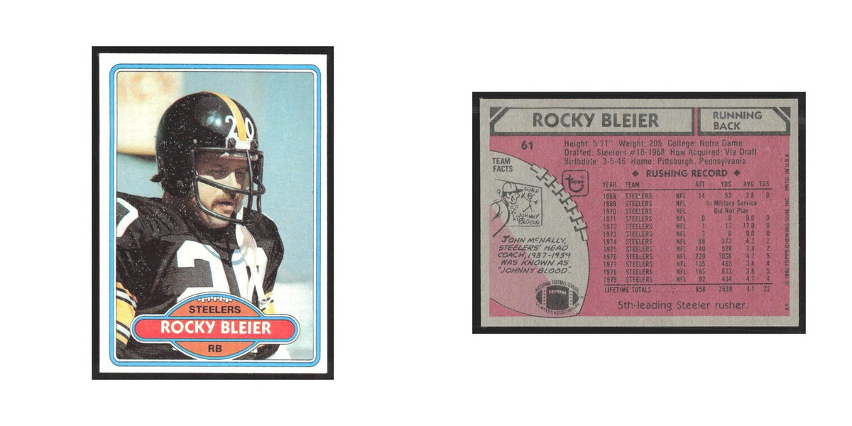 1980 Topps Rocky Bleier Steelers #61