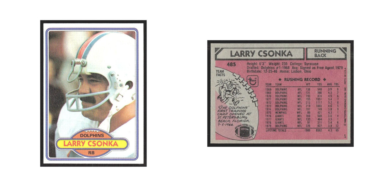 1980 Topps Larry Csonka Dolphins #485