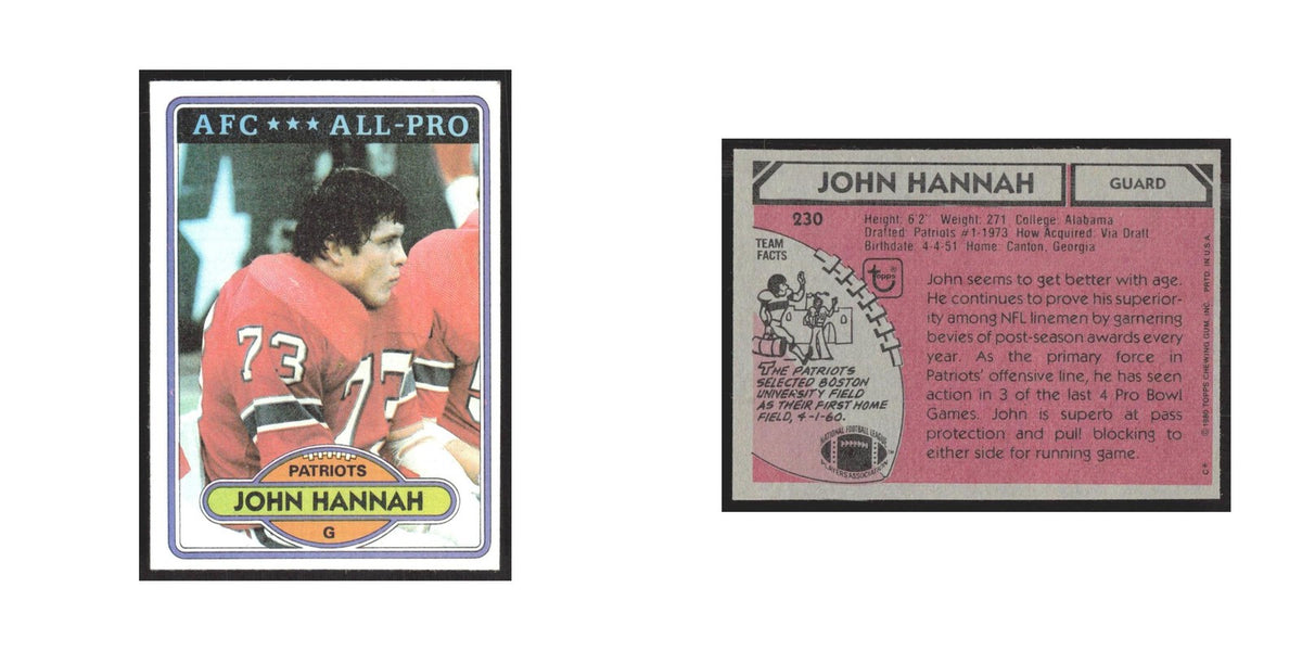 1980 Topps John Hannah Patriots #230