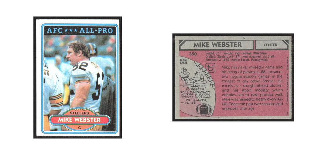 1980 Topps Mike Webster Steelers #350